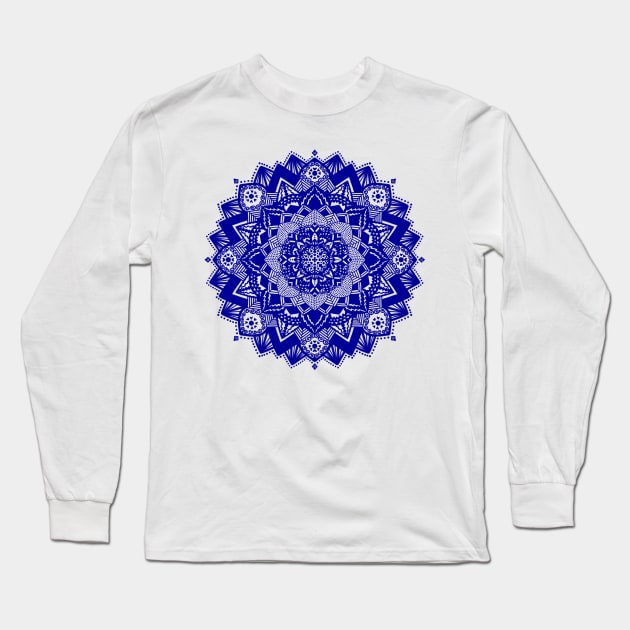 Blue mandala Long Sleeve T-Shirt by Morishasha